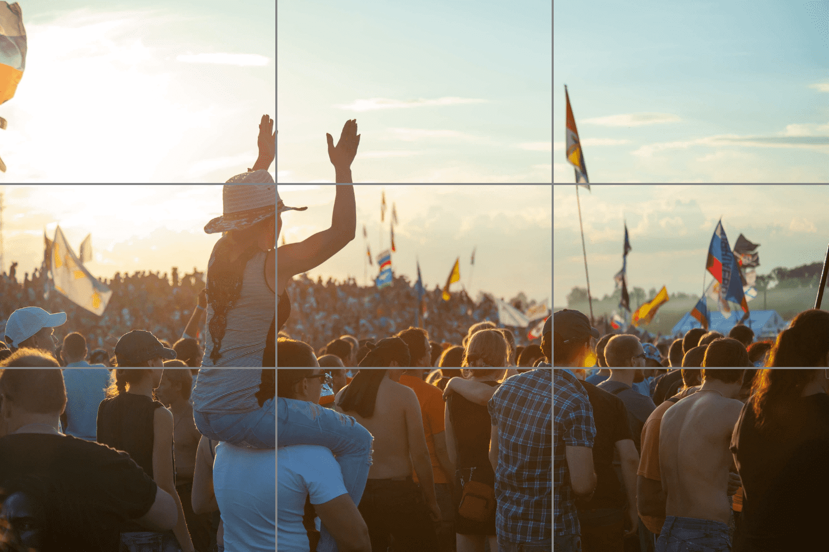 Rule of thirds example of a music festival scene
