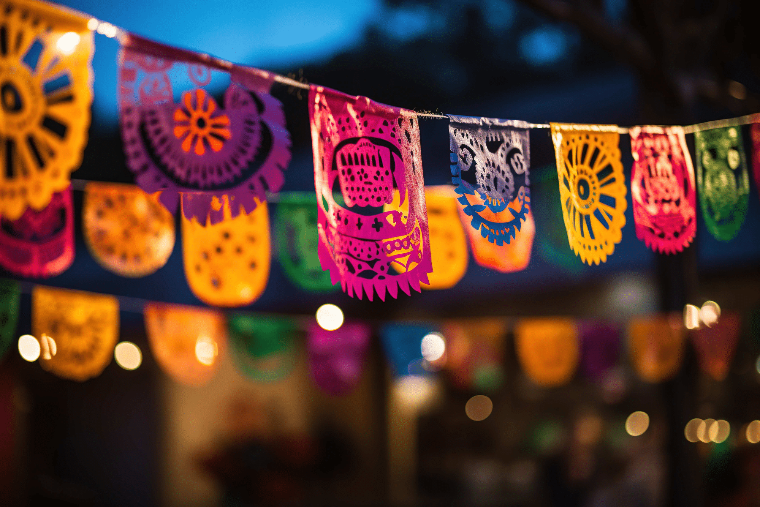 colorful banners of papel picado