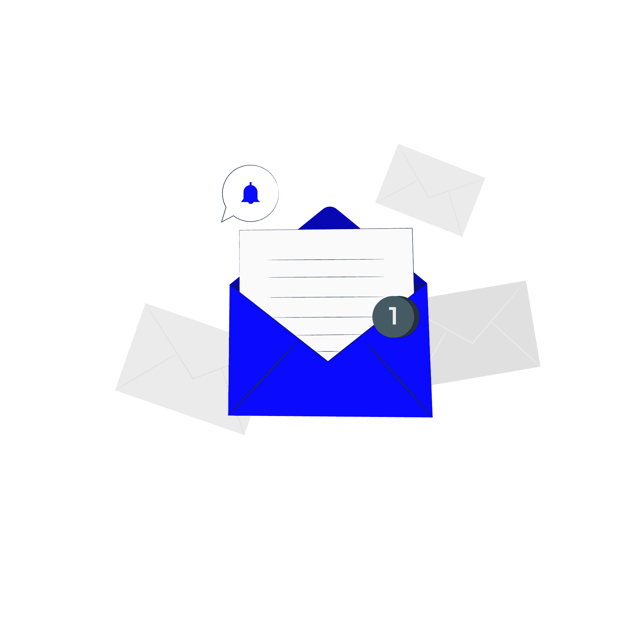 blue email marketing icon and notification bell