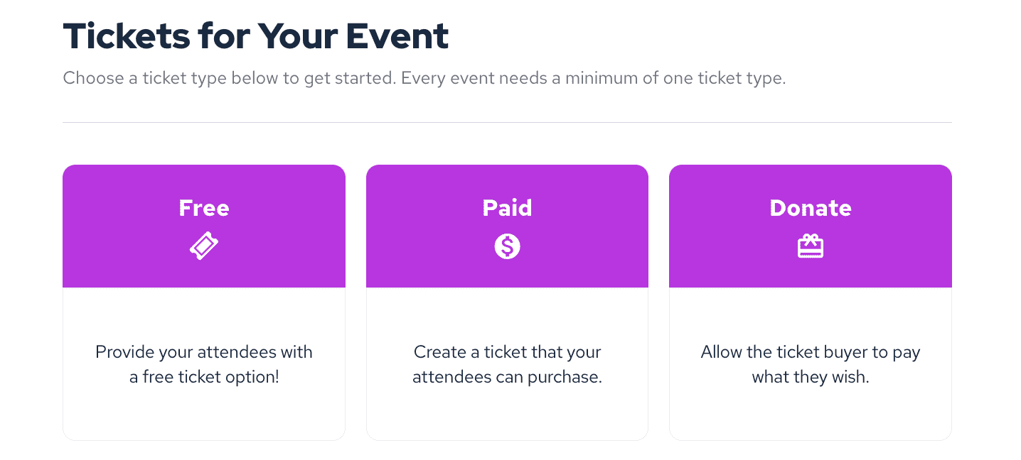 ticket type options in TicketLeap's event ticketing software