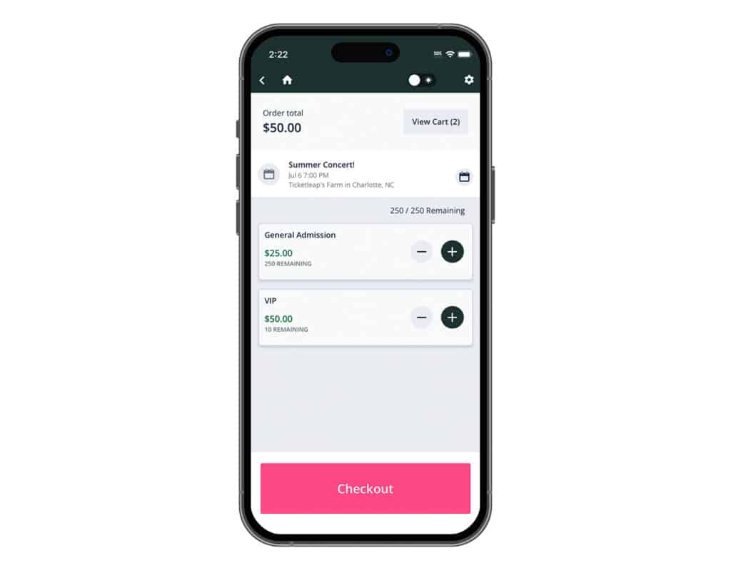 screenshot with box office ticketing app