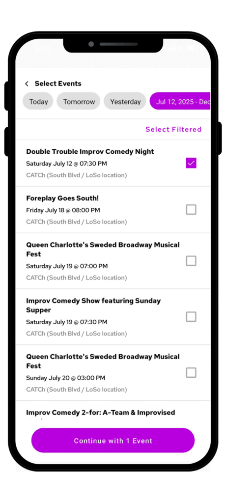 Event List in Ticket Scanning App