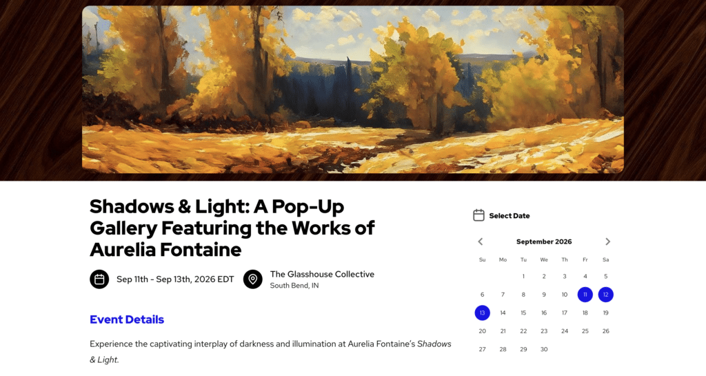 timed entry ticketing event page to an art gallery