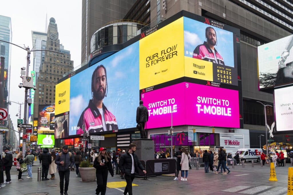 B Wise on big screens in Times Square
